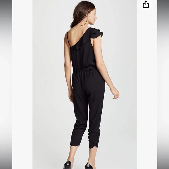 Parker Addison Black Spaghetti Strap Cropped Jumpsuit Romper Women's Size 12 - Picture 6 of 15